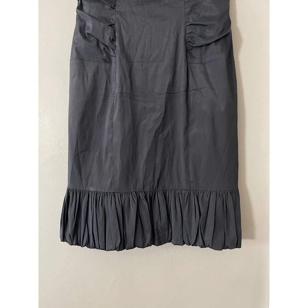 Betsy & Adam Black Ruched Bubble Hem Cocktail Dress Square Neck Size 12 - Picture 7 of 10